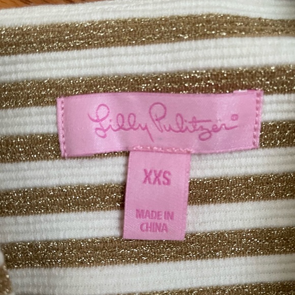 Lilly Pulitzer gold and cream sparkly striped cocktail dress - Picture 2 of 5